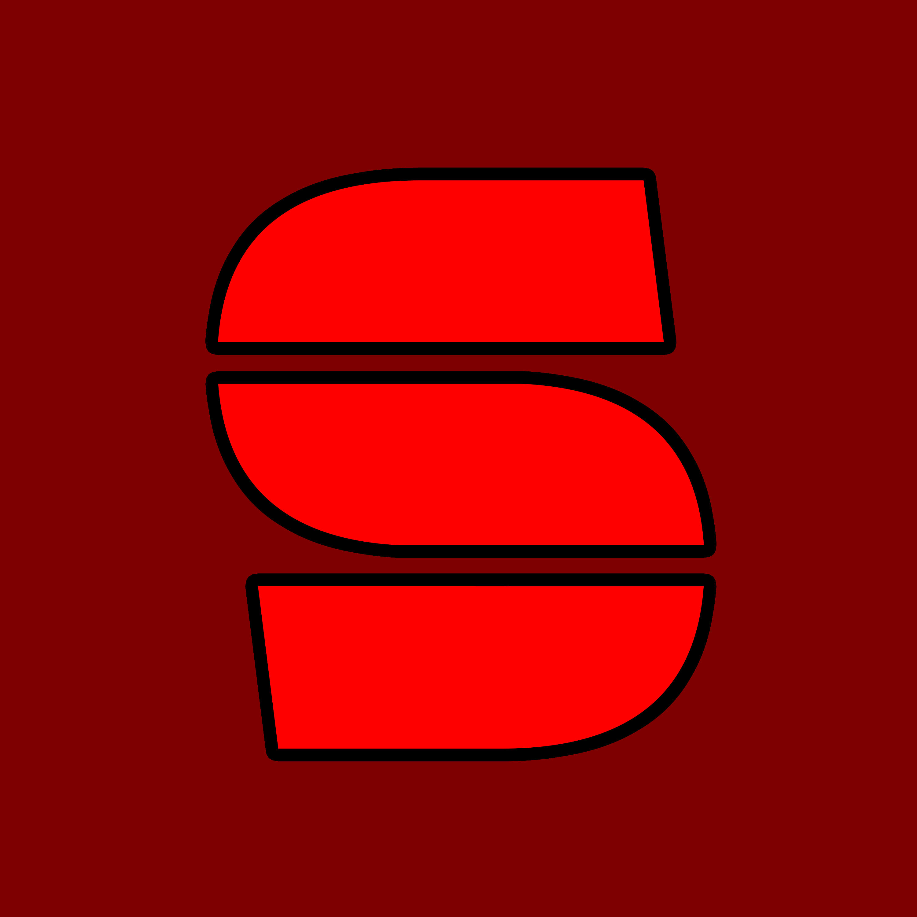 SirSpiro's Logo. A Red 'S' with each layer being seperated, with a stroke. 