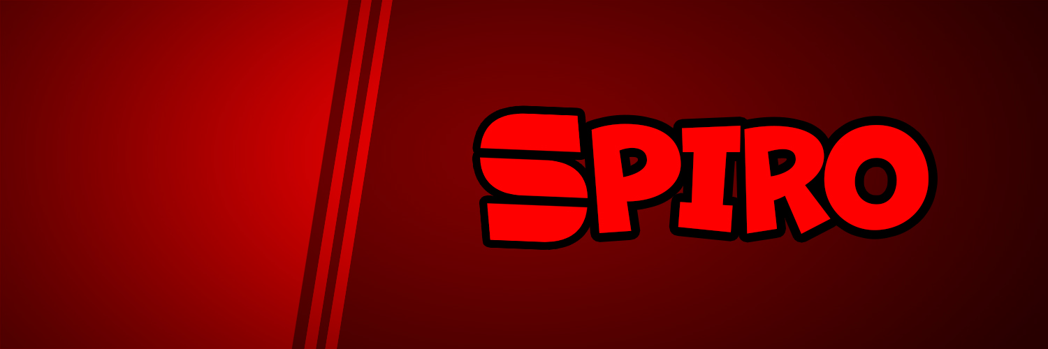 SirSpiro's Twitter banner. Red background with 'SirSpiro' text